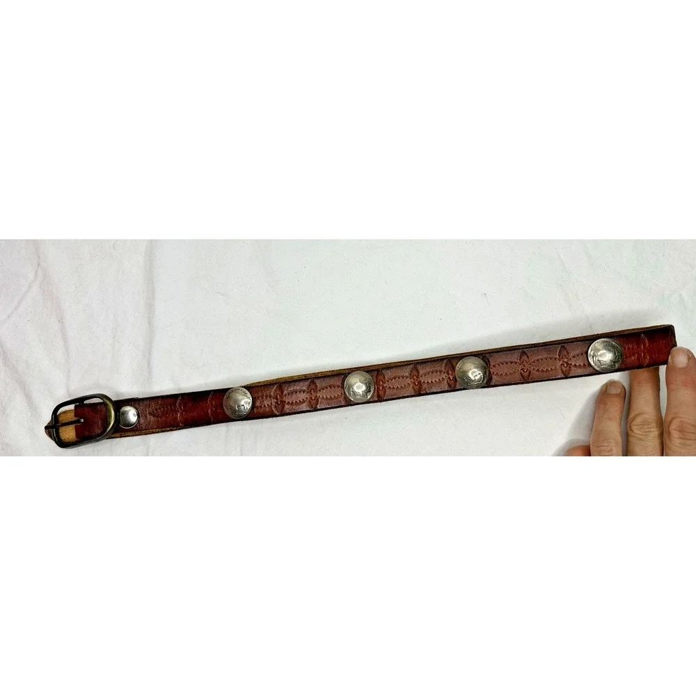 Buffalo Head Nickel Youth Belt 28 Handcrafted Brown Leather Tooled Western Vtg
